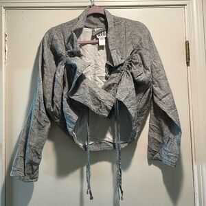 Prairie Underground Black White Vertical Drawstring Both Sides Button Jacket